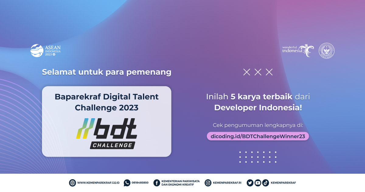 Pengumuman Pemenang Baparekraf Digital Talent Challenge 2023